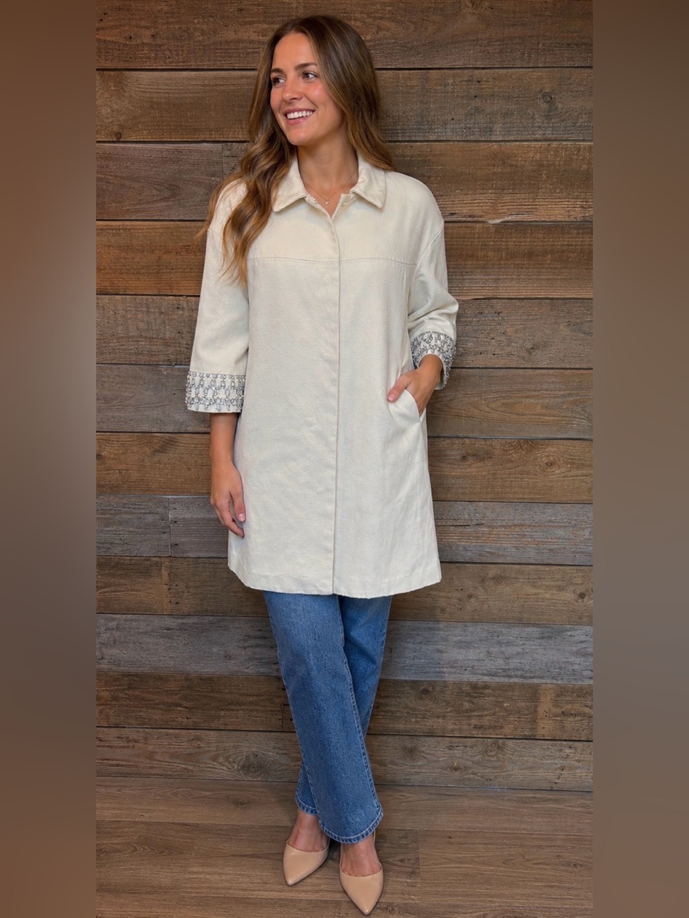 Tory Burch Chic Coatigan Coat w/embellished Cuffs size 4